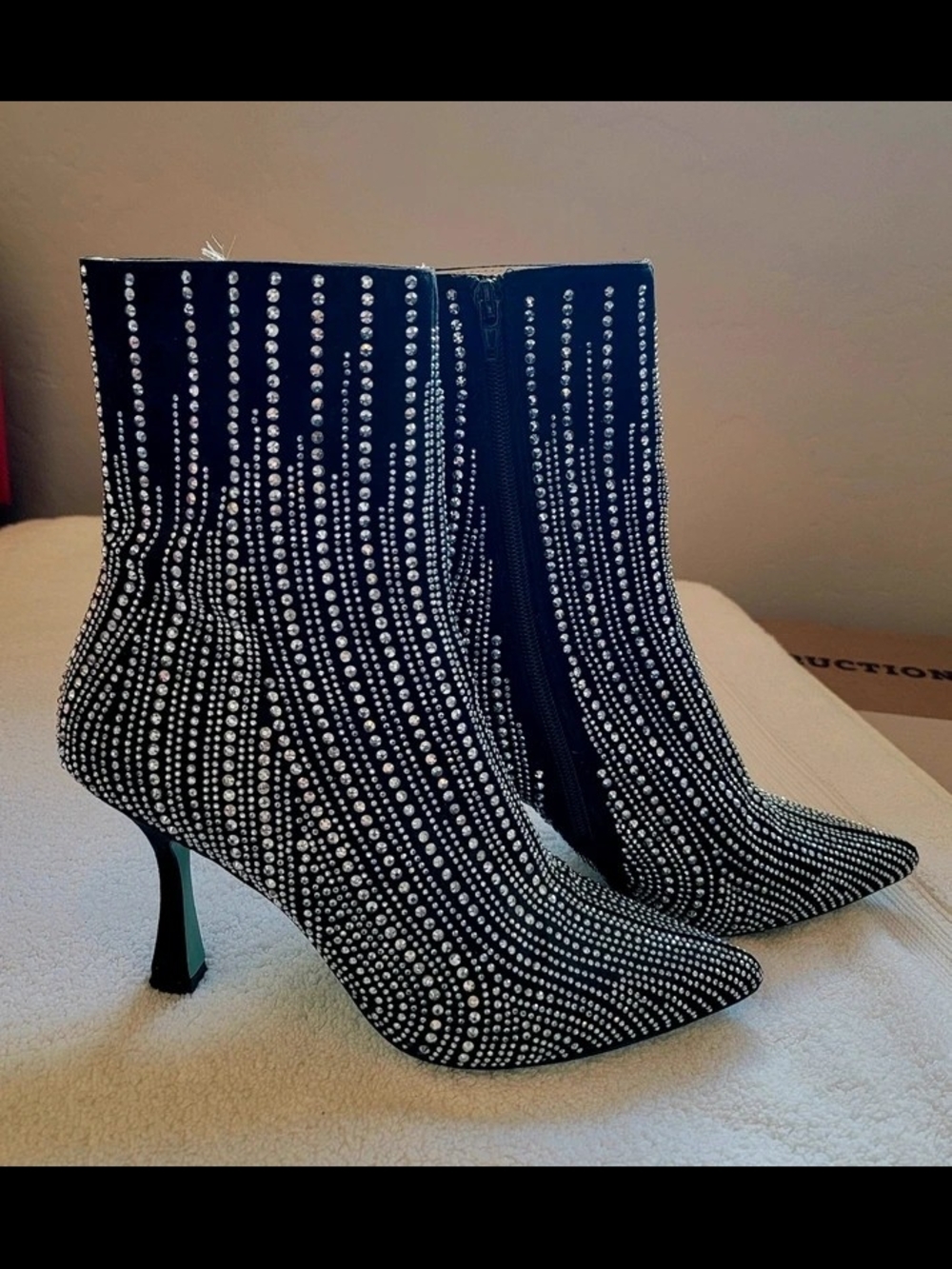 Betsey Johnson Rhinestone Sparkly Stiletto Ankle Boots Size 9